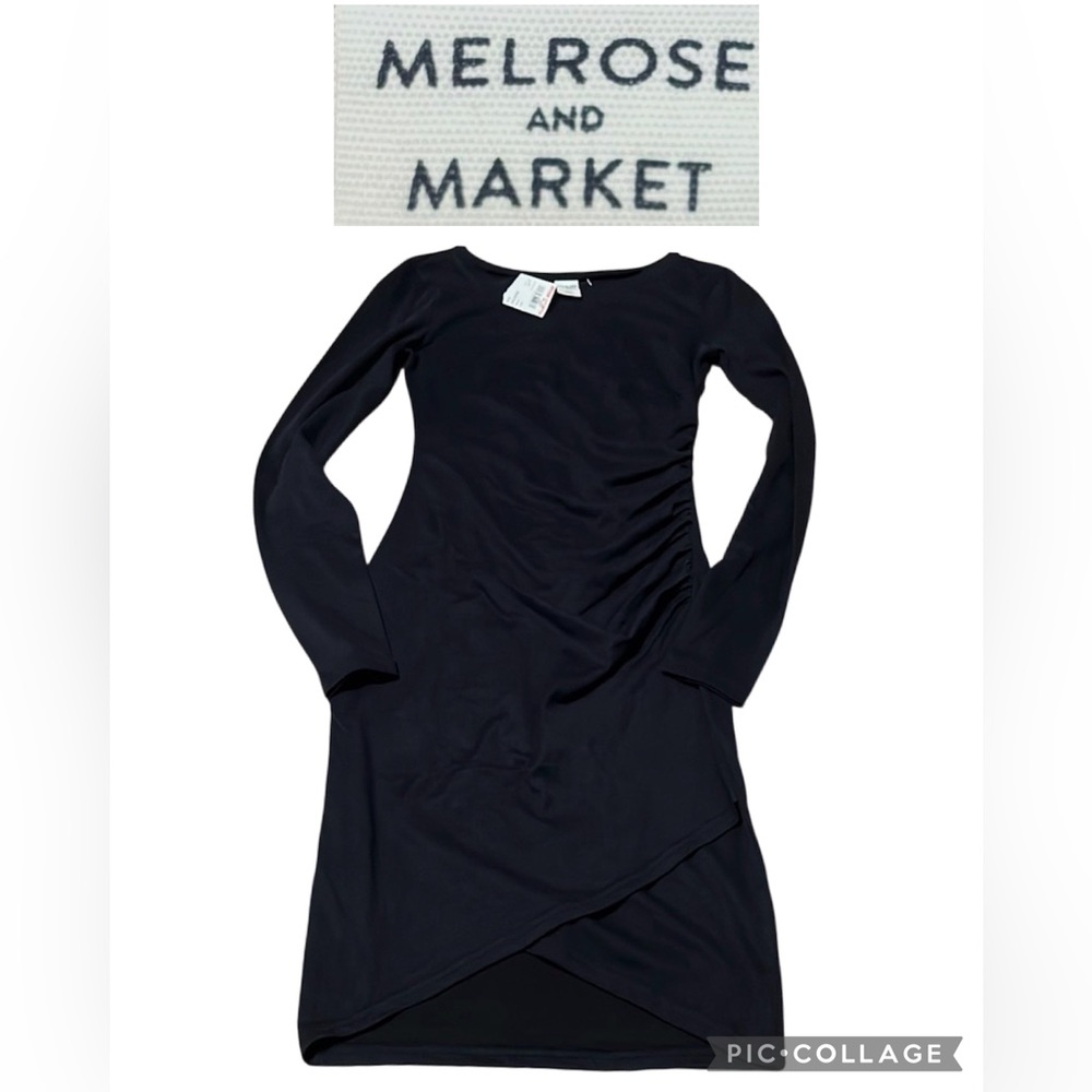 😊Melrose and Market Blue Asymmetrical Ruched Cocktail Dress